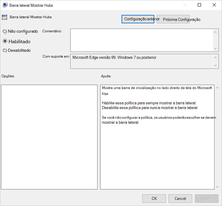 Utilizar o editor de políticas de grupo para ativar a barra lateral