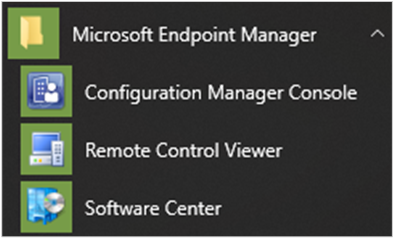 Ícones do menu Iniciar do Microsoft Endpoint Manager.