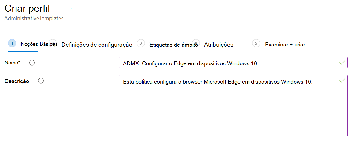 Crie um modelo administrativo do Windows ADMX no Microsoft Intune e Intune centro de administração.