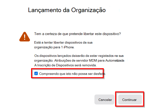 Captura de tela da reatribuição da Apple