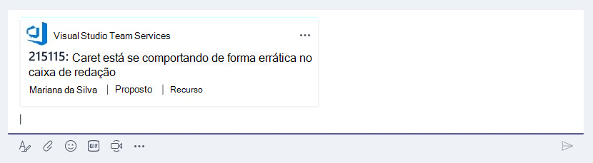 Exemplo de cartão de extensão de mensagem