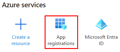 Captura de ecrã a mostrar os serviços do Azure para selecionar Registros de aplicativo.