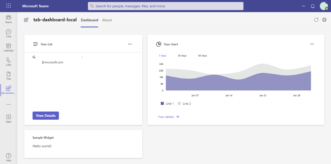 Captura de ecrã a mostrar a saída final de dashboard.