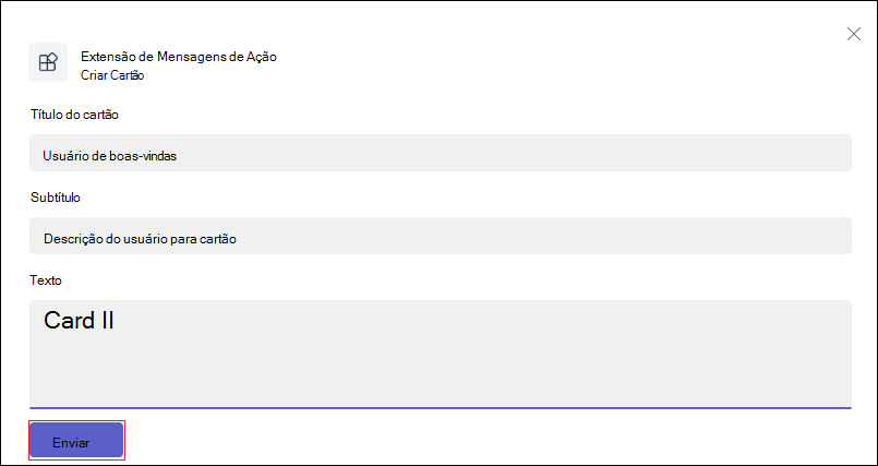 Captura de ecrã a mostrar o pop-up Criar Modelo de cartão com a opção Submeter realçada a vermelho.