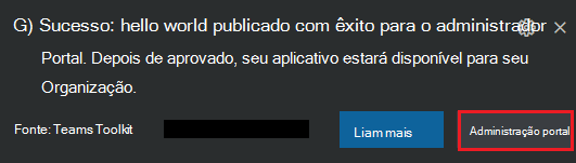 Captura de ecrã do portal de administração.