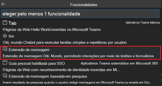 Captura de ecrã a mostrar a opção para selecionar as capacidades de uma nova aplicação.