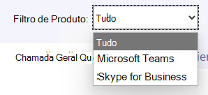 Captura de ecrã: mostra as opções de controlo Filtro de Produto.