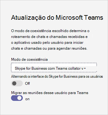 Captura de ecrã das definições de administrador para ativar As Reuniões Primeiro.