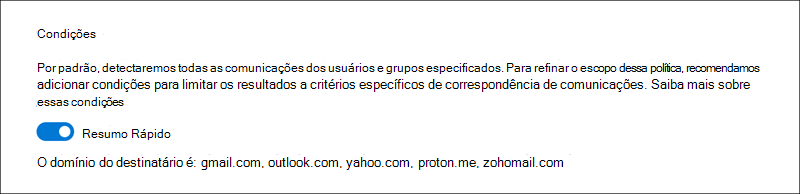 Exemplo 7 do construtor de condições de conformidade de comunicação.