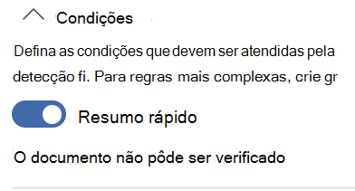 Condições de política para resumo de correspondência para o cenário 3.