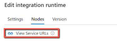 Captura de ecrã que mostra como obter URLs do Azure Relay para um runtime de integração.