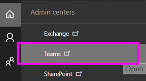 Selecione o Administração do Teams.