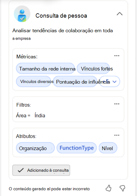 Captura de ecrã que mostra como o Copilot pode ajudar com os parâmetros sugeridos.