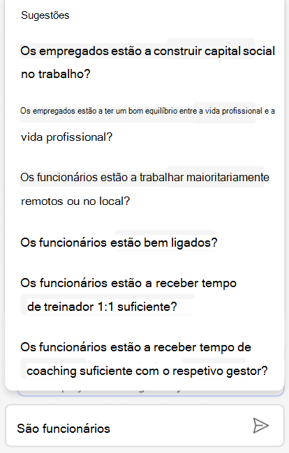 Captura de ecrã que mostra como o Copilot pode ajudar com as perguntas sugeridas.