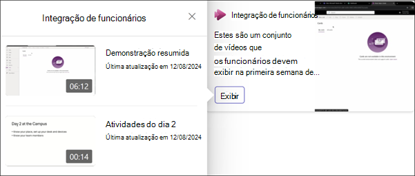 Captura de ecrã a mostrar a lista de reprodução Stream card em ação.