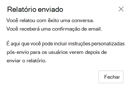 captura de tela mostrando o envio de relatórios de êxito.