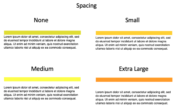 Elementos com combinação de espaçamento diferente