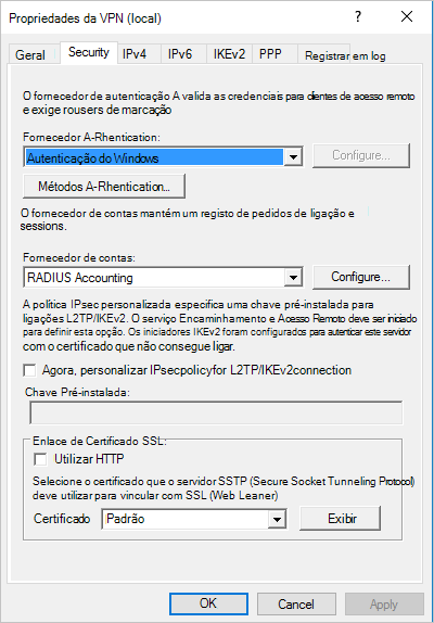 Configuração RADIUS.