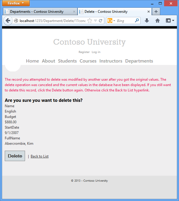 Department_Delete_confirmation_page_with_concurrency_error
