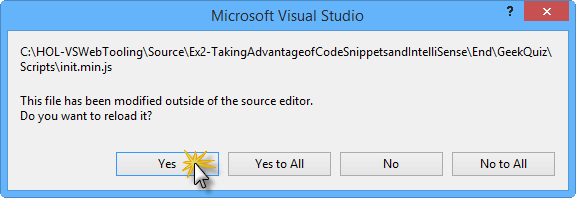 Aviso do Microsoft Visual Studio