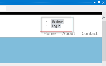 Localizando os links Registrar e Fazer login