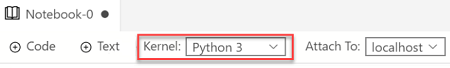 Captura de tela que mostra o valor do Kernel como Python 3.