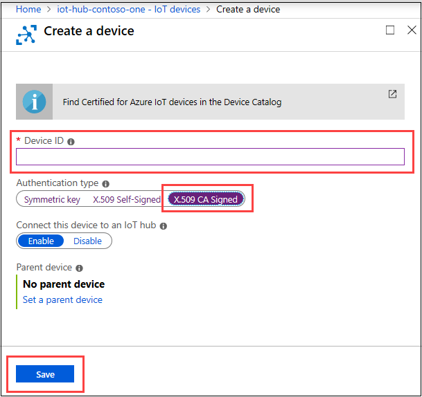 Criar um dispositivo IoT X.509