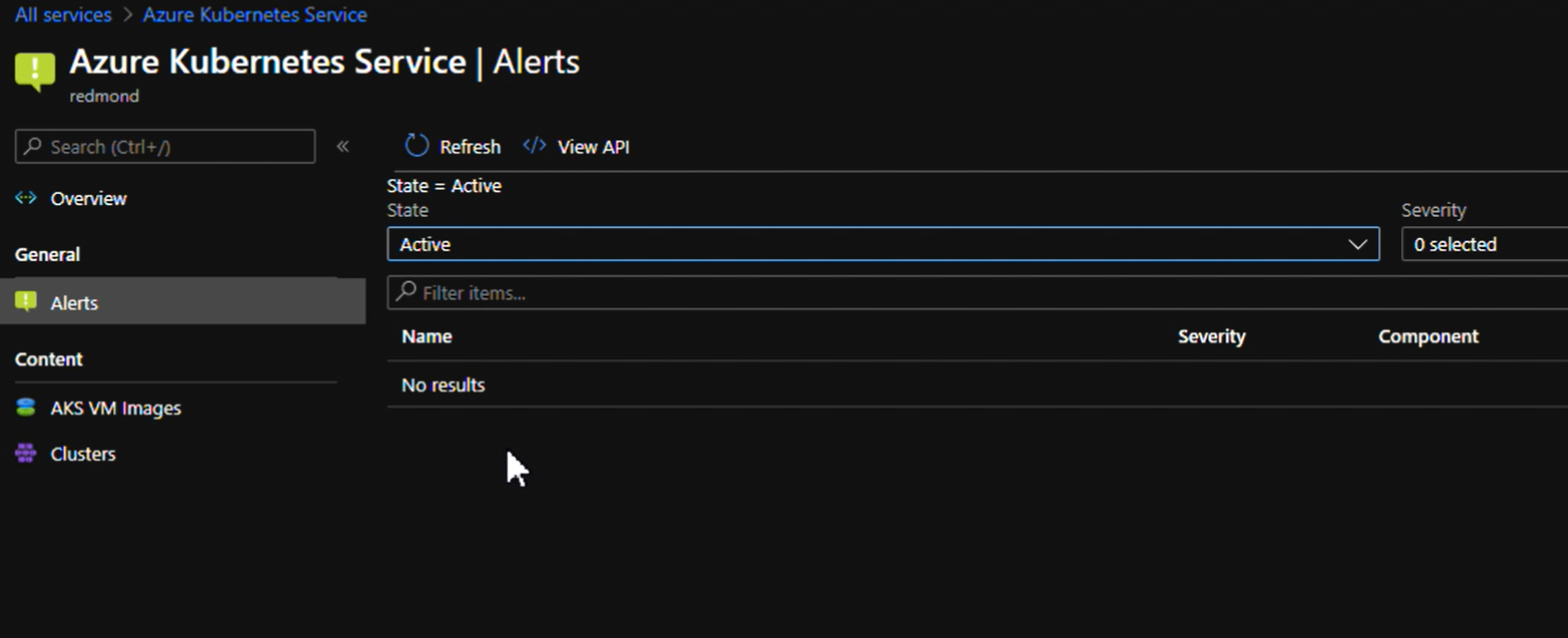 Captura de tela do portal mostrando AKS – Alertas.