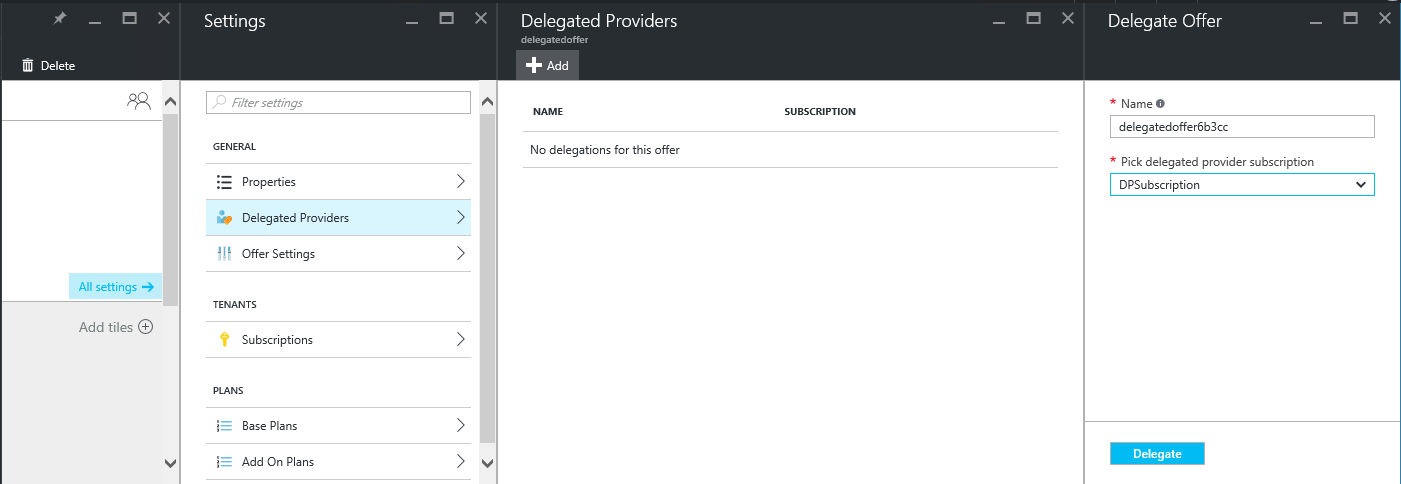 Adicionar um provedor delegado no portal do administrador do Azure Stack Hub