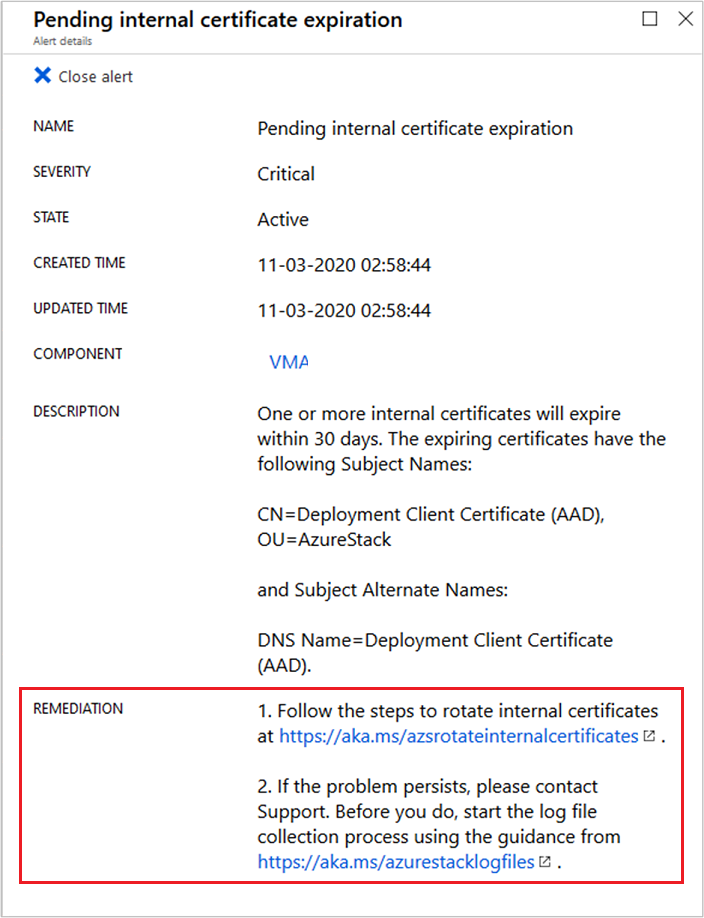 Correção da expiração do certificado