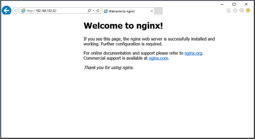 A página de boas-vindas do servidor Web NGINX