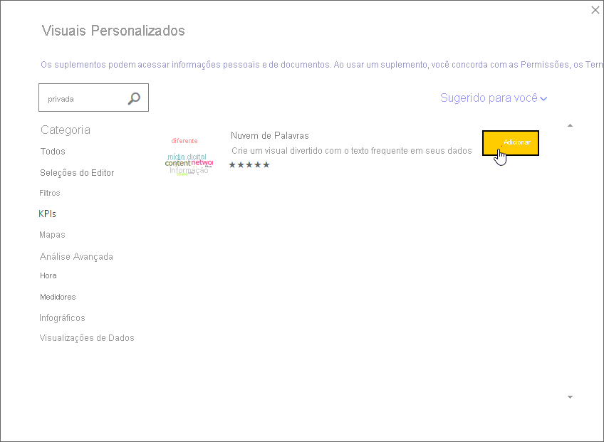 adicionando um objeto visual personalizado