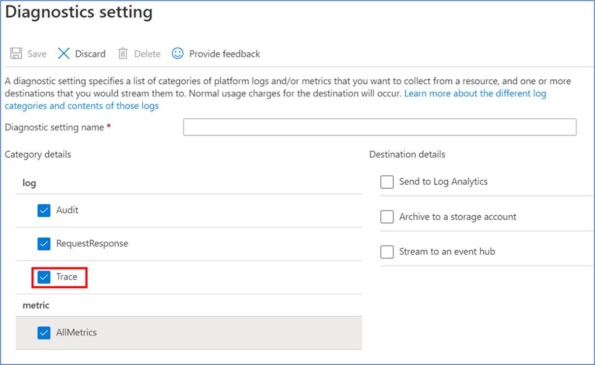 Habilitar o log de rastreamento em respostas às perguntas personalizadas