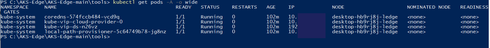 Captura de tela mostrando todos os pods em execução.