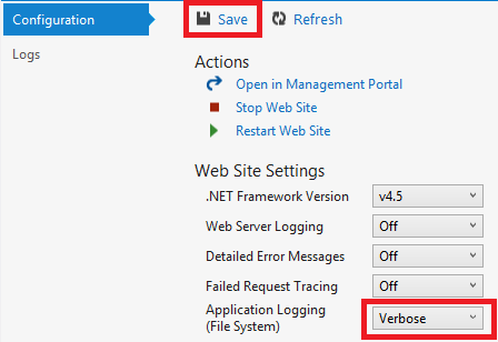 Configurando o rastreamento como Detalhado