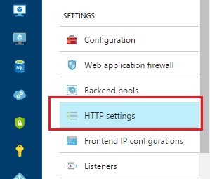 Captura de tela mostrando as CONFIGURAÇÕES com as definições de HTTP selecionadas.