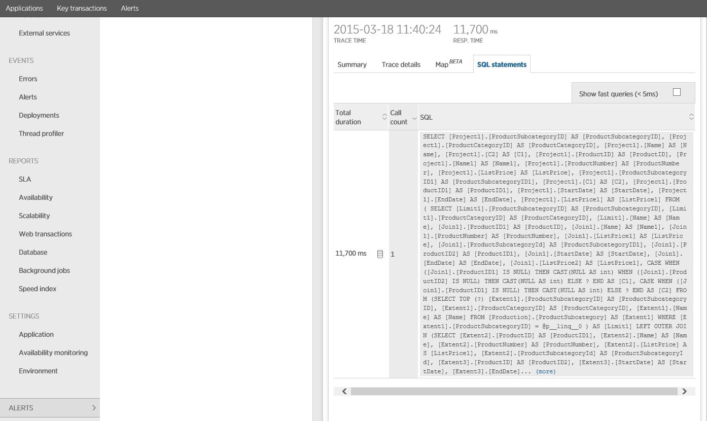 Detalhes da consulta para a API robusta