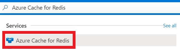 Pesquise o Redis gerenciado do Azure.