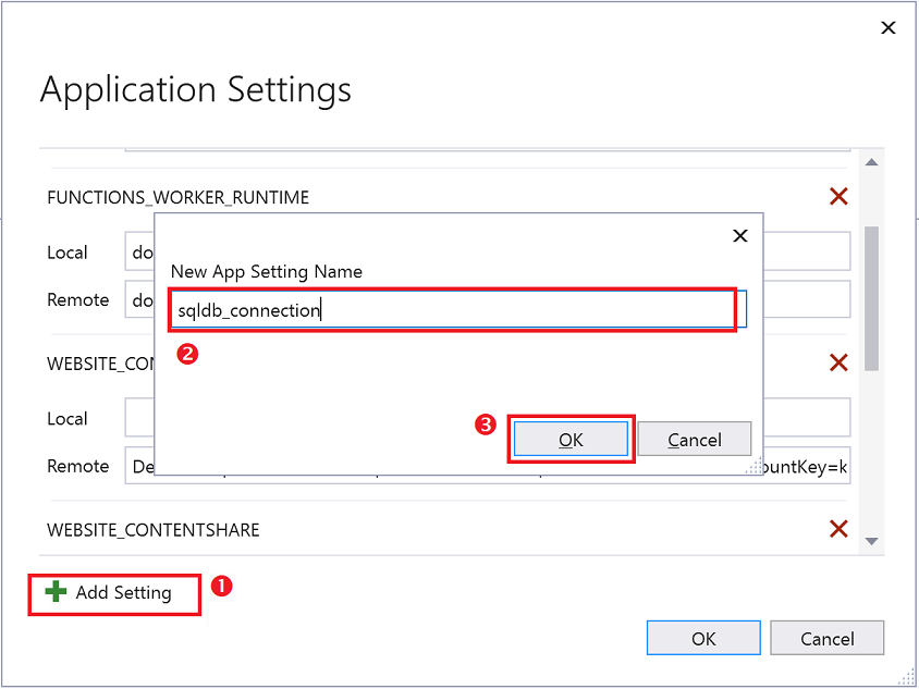 Adicione uma configuração de aplicativo para o aplicativo de funções.