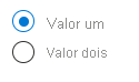 Captura de tela do elemento de interface do usuário Microsoft.Common.OptionsGroup com botões de rádio alinhados verticalmente.