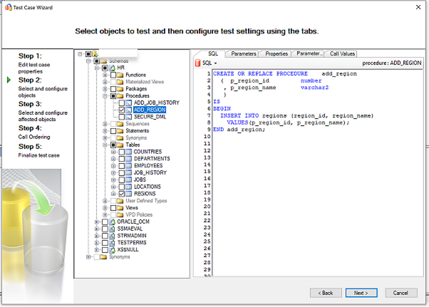 Captura de tela que mostra a etapa para selecionar e configurar o objeto.