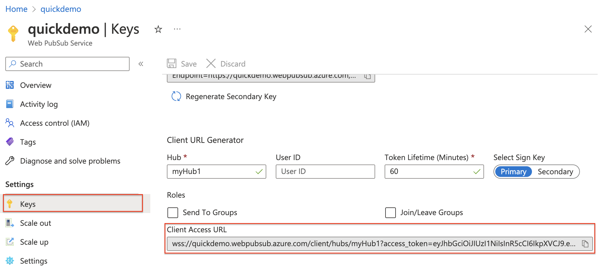 O diagrama mostra como obter a URL de acesso do cliente.