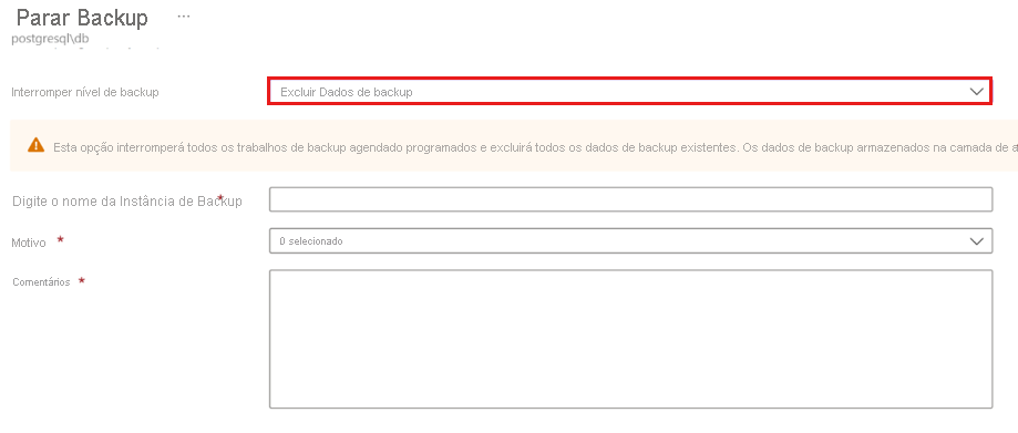 Captura de tela mostrando como interromper o processo de backup.