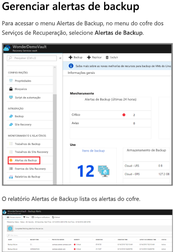 Relatório de alertas de backup