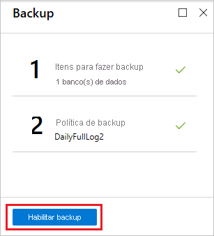 Captura de tela mostrando como habilitar o backup.