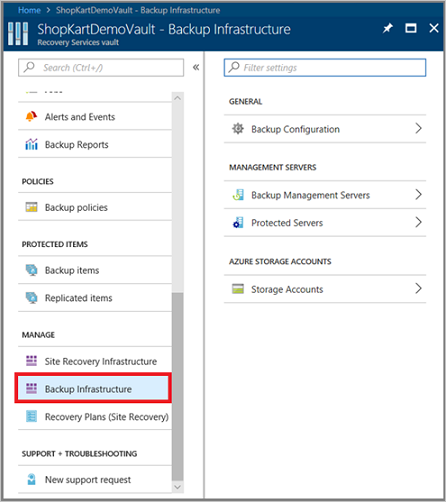 Selecionar Infraestrutura de Backup