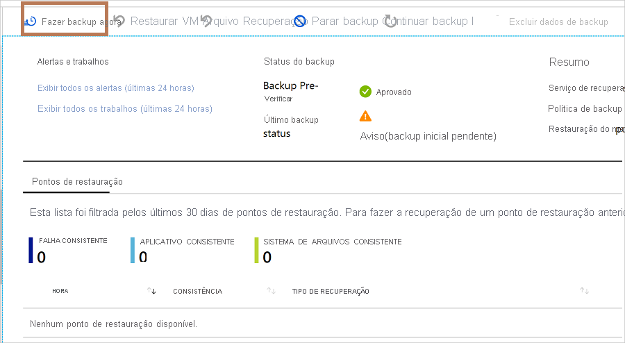 Executar um backup sob demanda