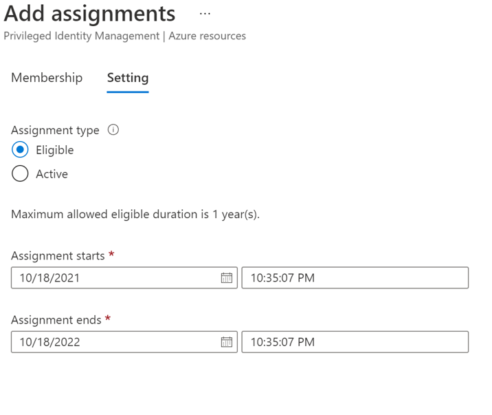 Captura de tela que mostra como configurar a adição de atribuições.