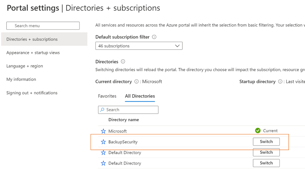 Captura de tela que mostra as configurações do portal.