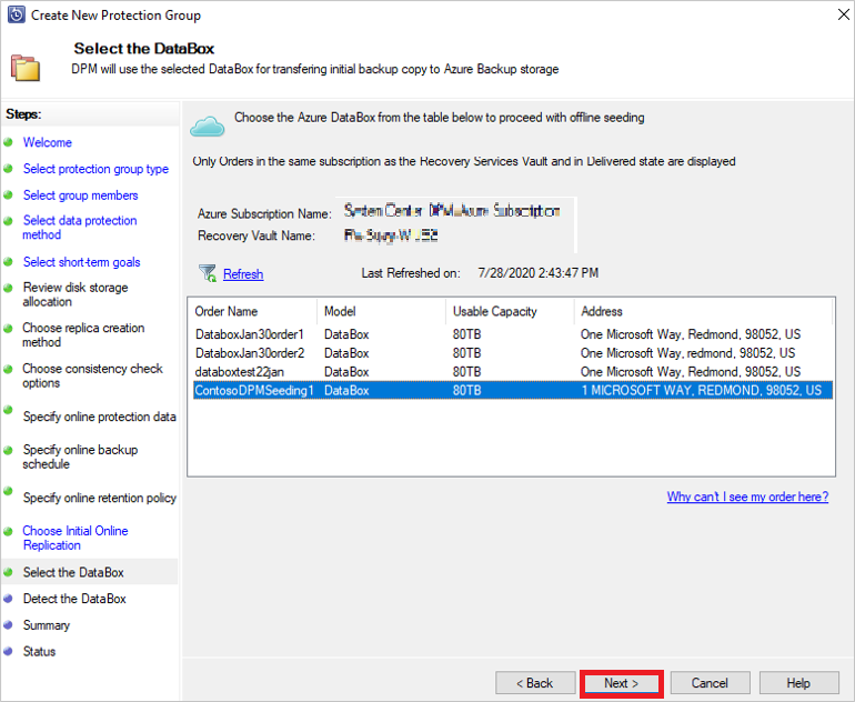 Selecionar o Data Box